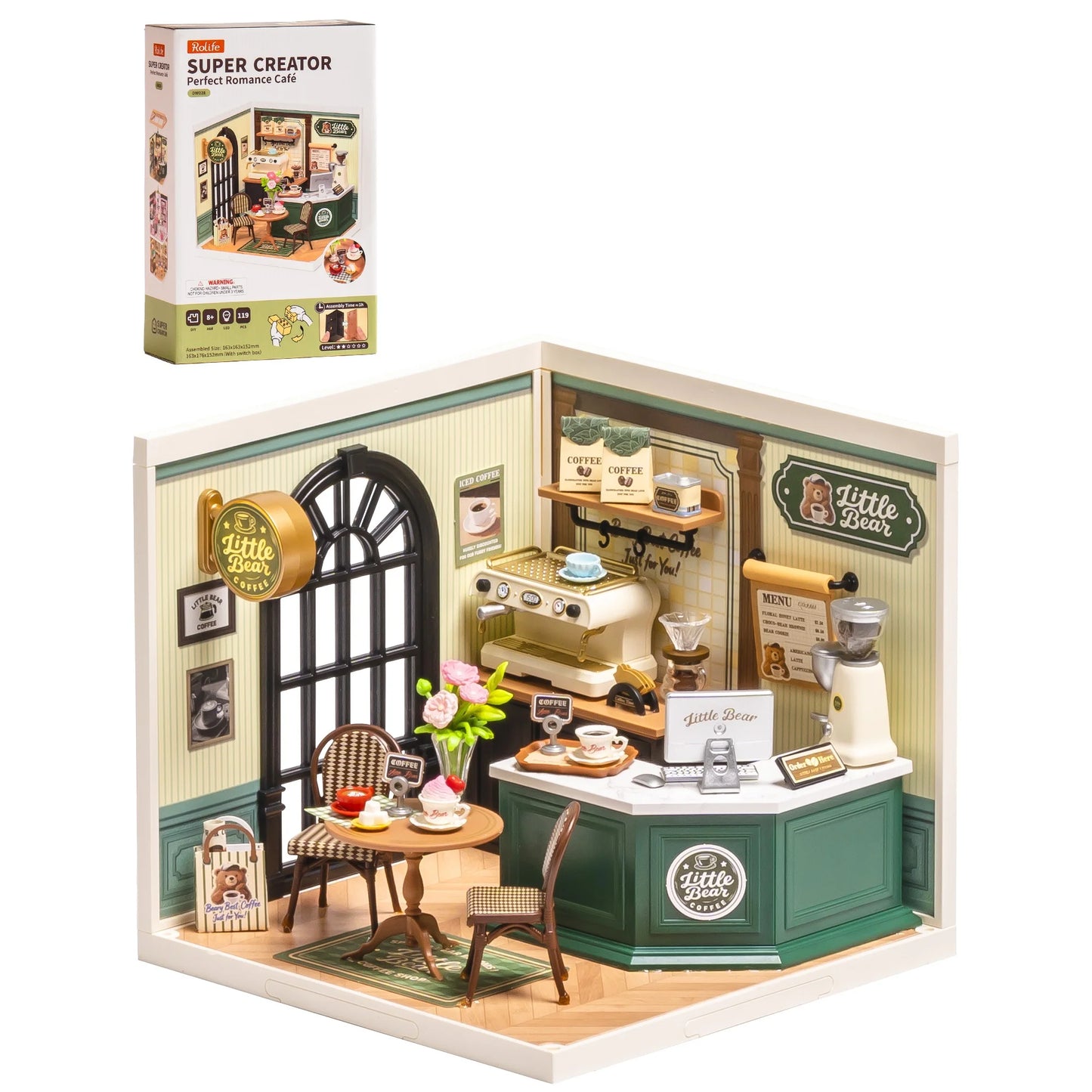 Rolife Dollhouse 3D Puzzle Super Creator Serious DIY Miniature House Kit with LED Light for Home Decor Birthday Gift for Girls Teens(DW026/27/28)