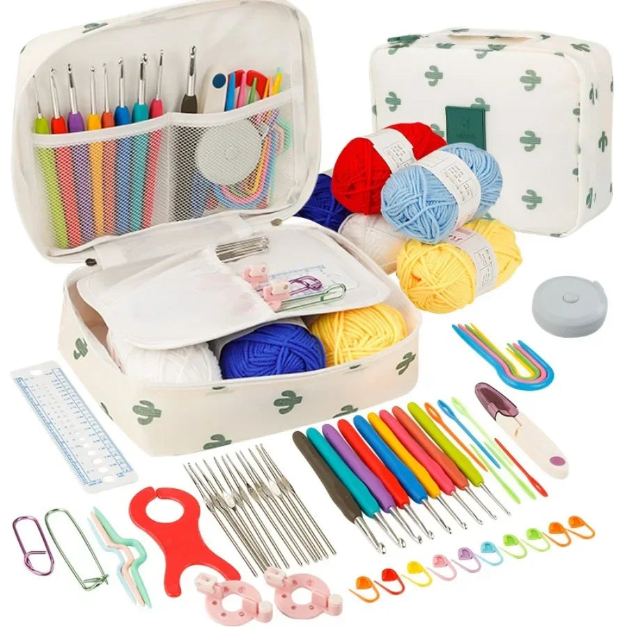 Beginner Crochet Kit With Yarn Hooks And Essential Tools