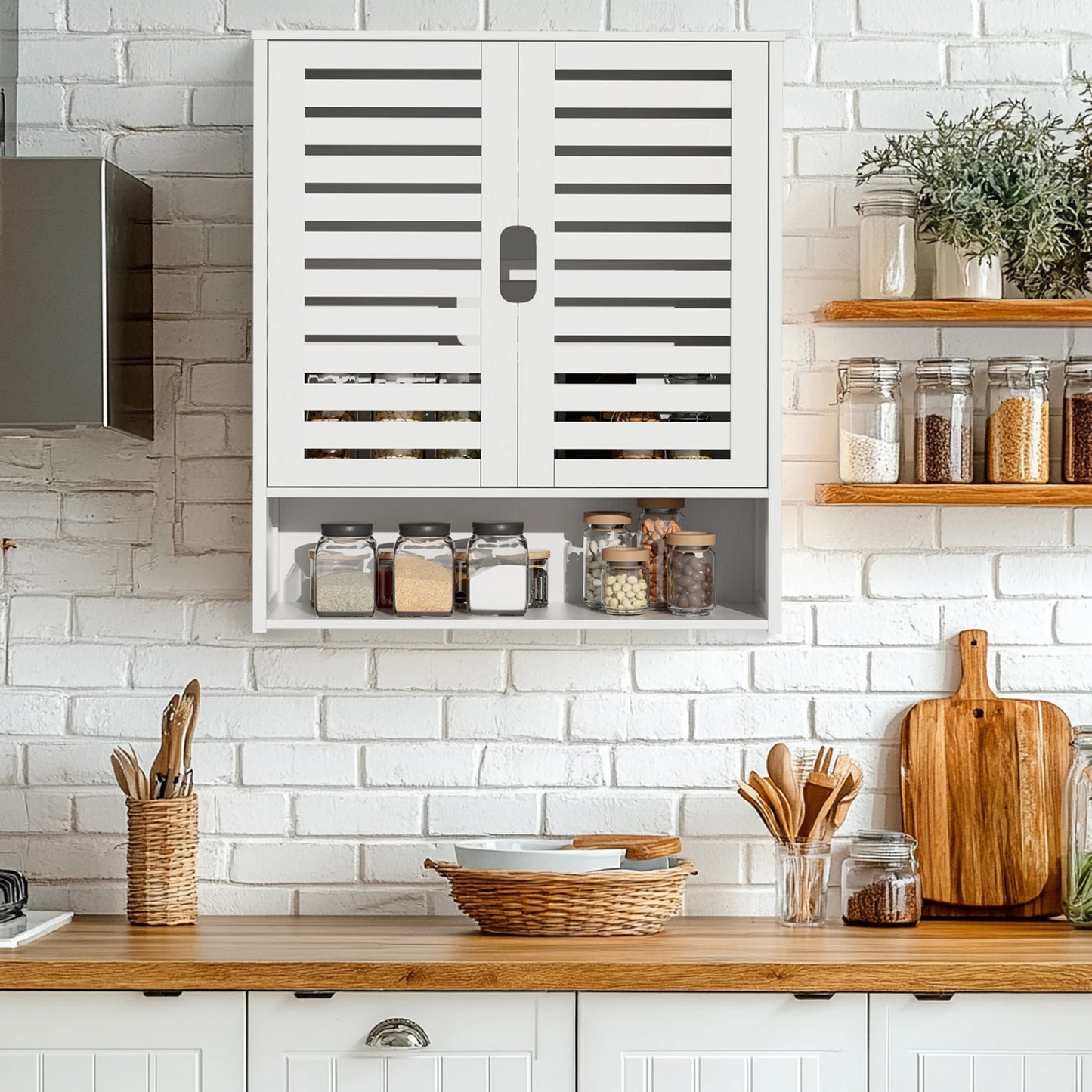 Wall Mounted Bathroom Medicine Cabinet With Adjustable Shelves And Doors