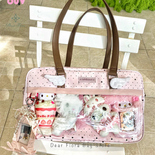 Lace Ita Bag Lolita Shoulder Bag With Transparent Pocket