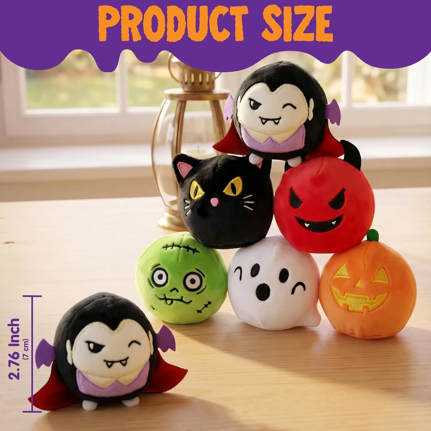 6 PCS Plush Halloween Bouncy Balls, Quiet Toy, Bouncing Ball for Kids Party Favor Supplies Trick or Treating Gifts Bags Filler Classroom Exchange Prize Non Candy Treat