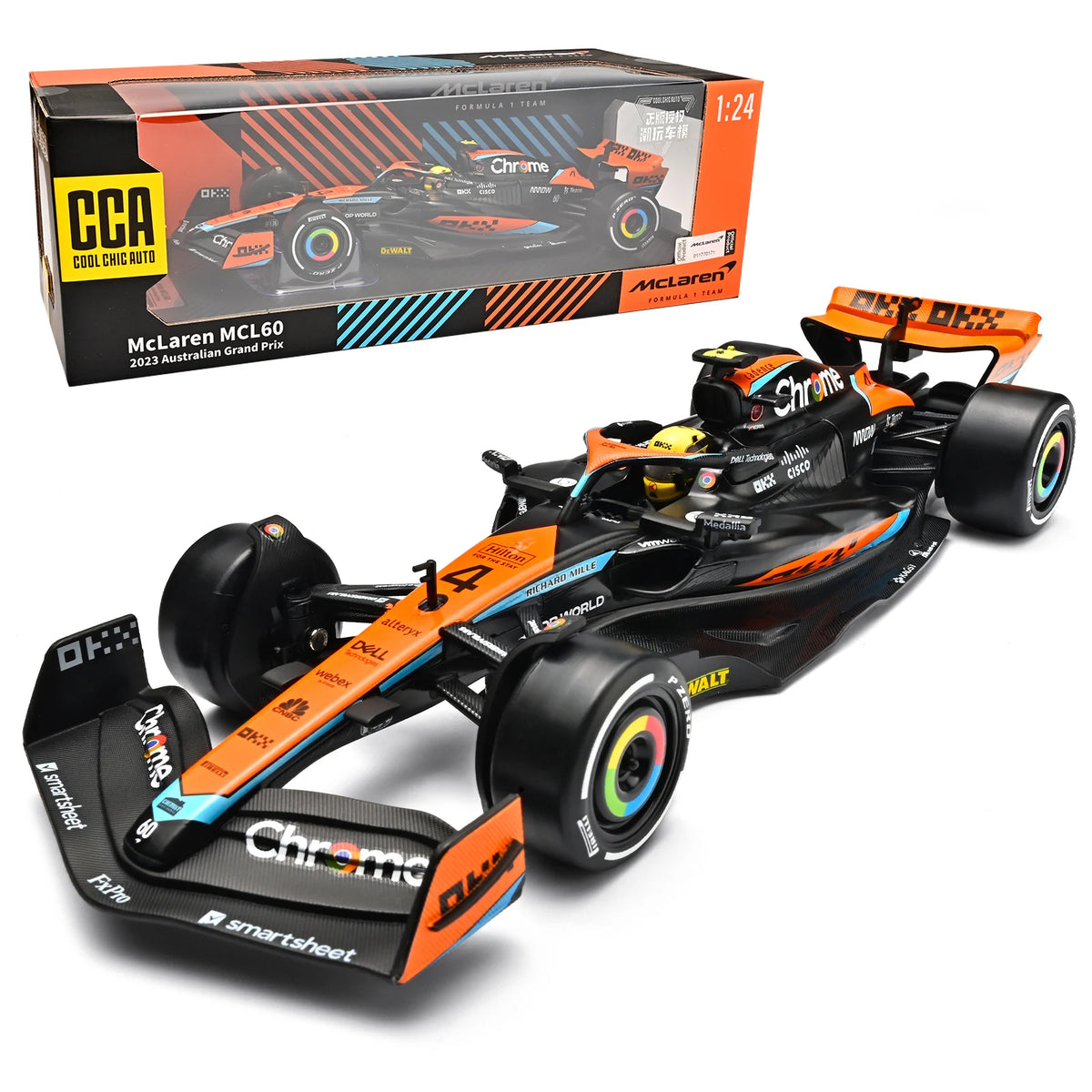 McLaren MCL60 Australian GP Diecast Racing Car Model Collectible Display