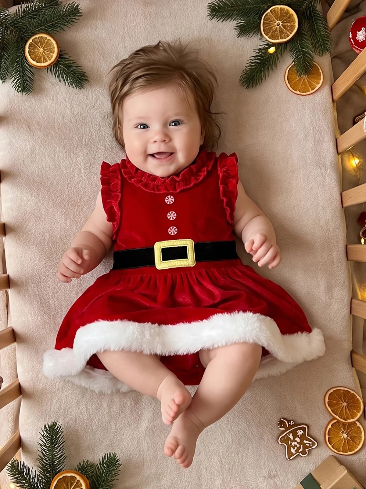 Velvet Fur Trim Santa Baby Girl Velvet Girl Christmas Sleeveless Toddler Baby Girl Fur Trim Toddler Baby Girl