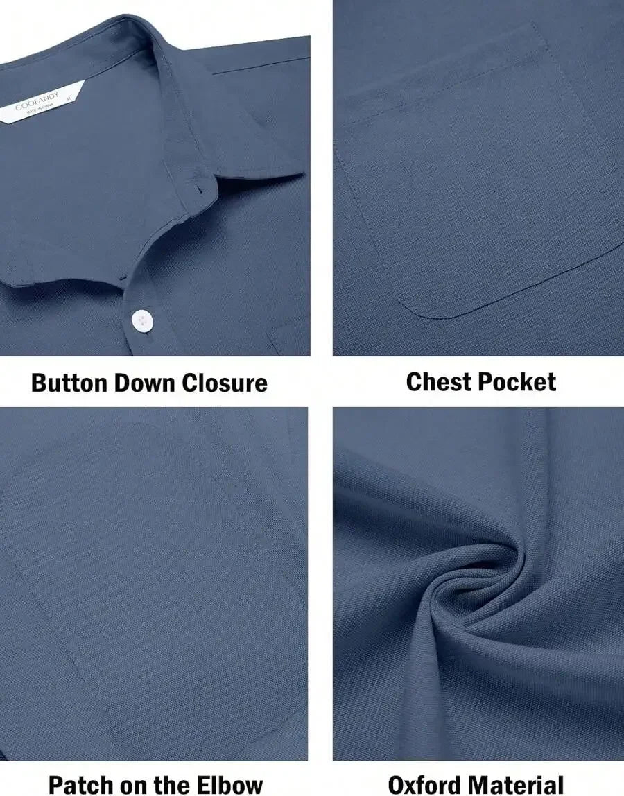 Mens Oxford Shirt Long Sleeve Button Down Casual Dress Shirt Regular Fit