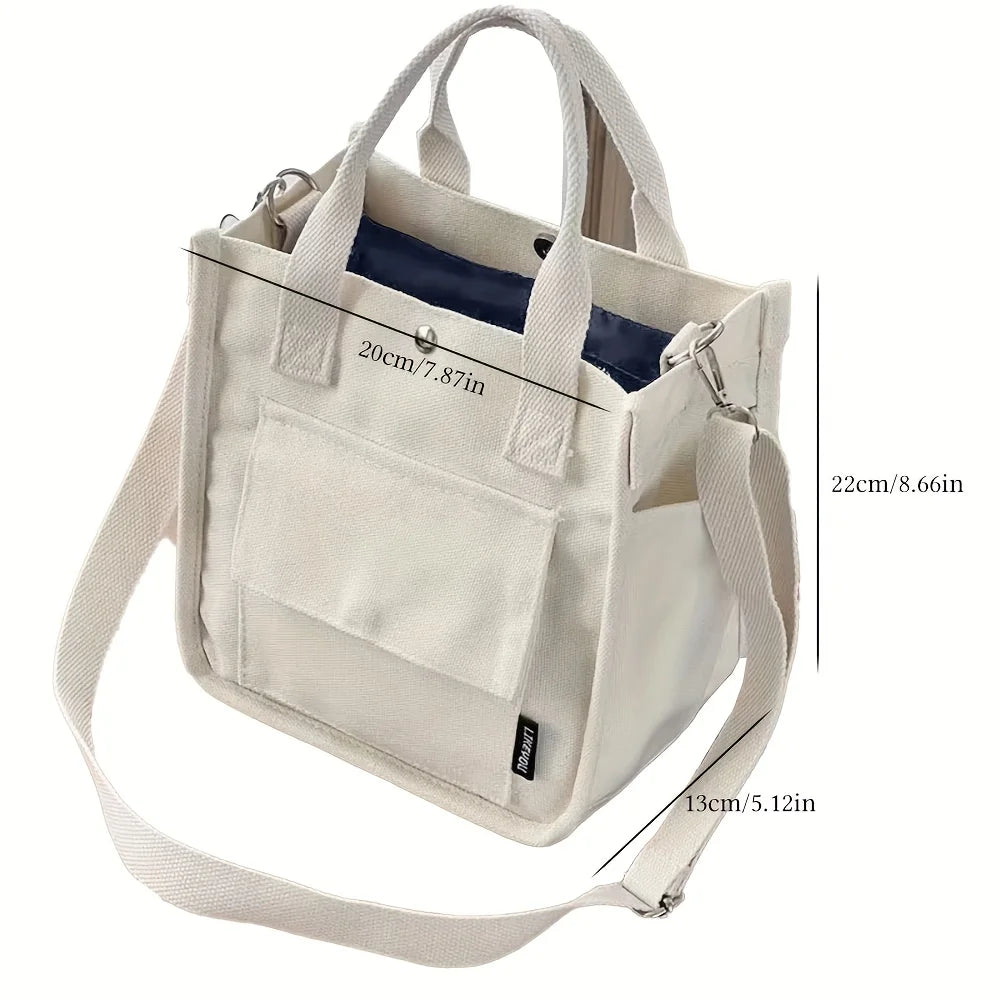 Canvas Tote Bag With Pockets Crossbody For Women Everyday Use