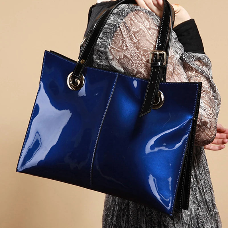 Patent Leather Handbags For Women Designer Luxury Tote Bag Large Capacity