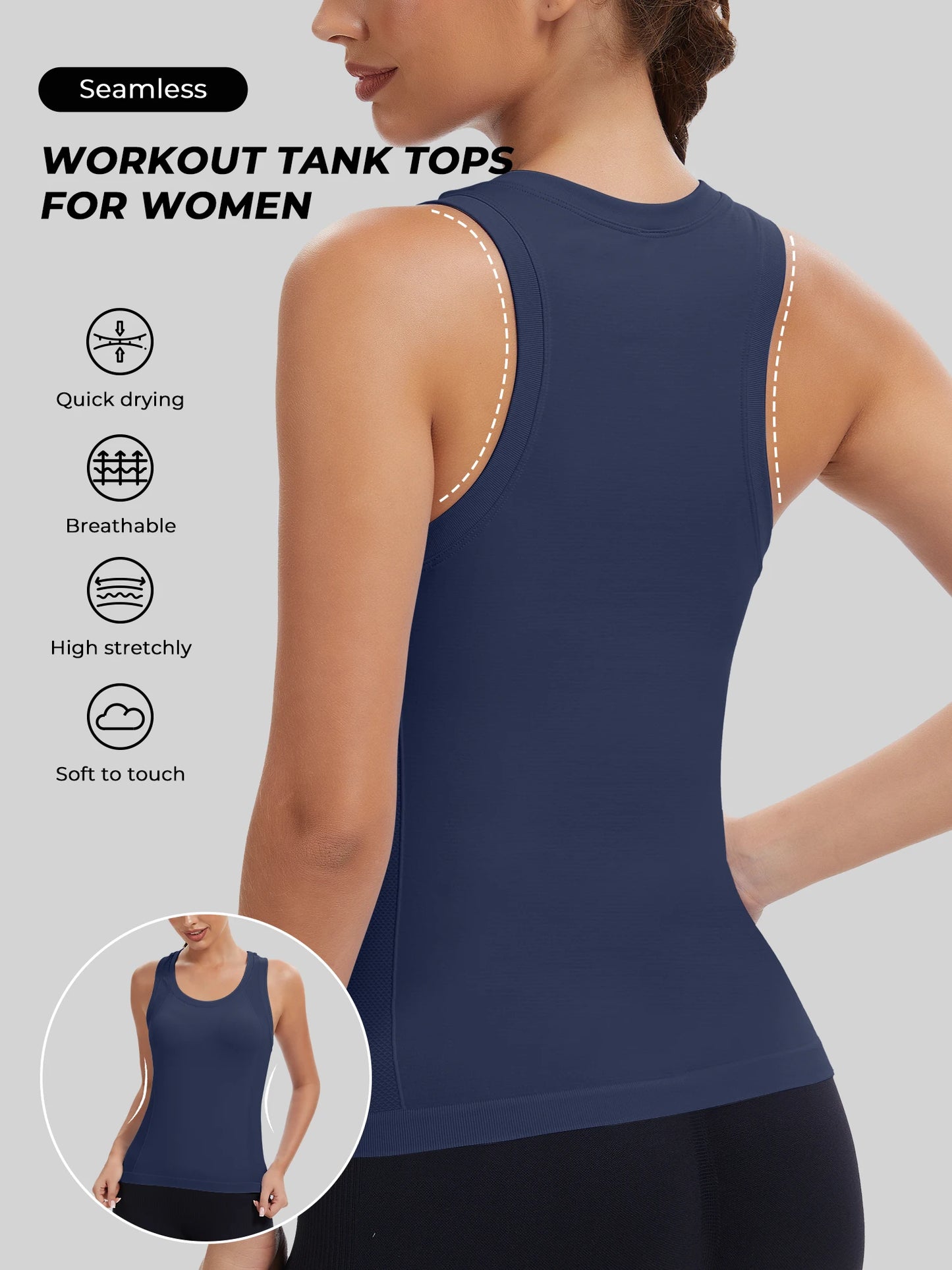 Women's Racerback Seamless Workout Tank Top Yoga Running Gym