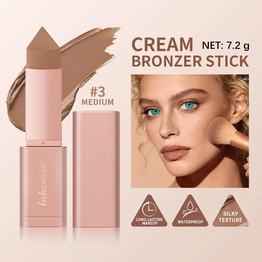 2Pcs Cream Bronzer Stick Smooth Blendable Face Contour Shading Stick Waterproof Long Lasting Natural Sun‑Kissed Bronzing Makeup For All Skin Tones