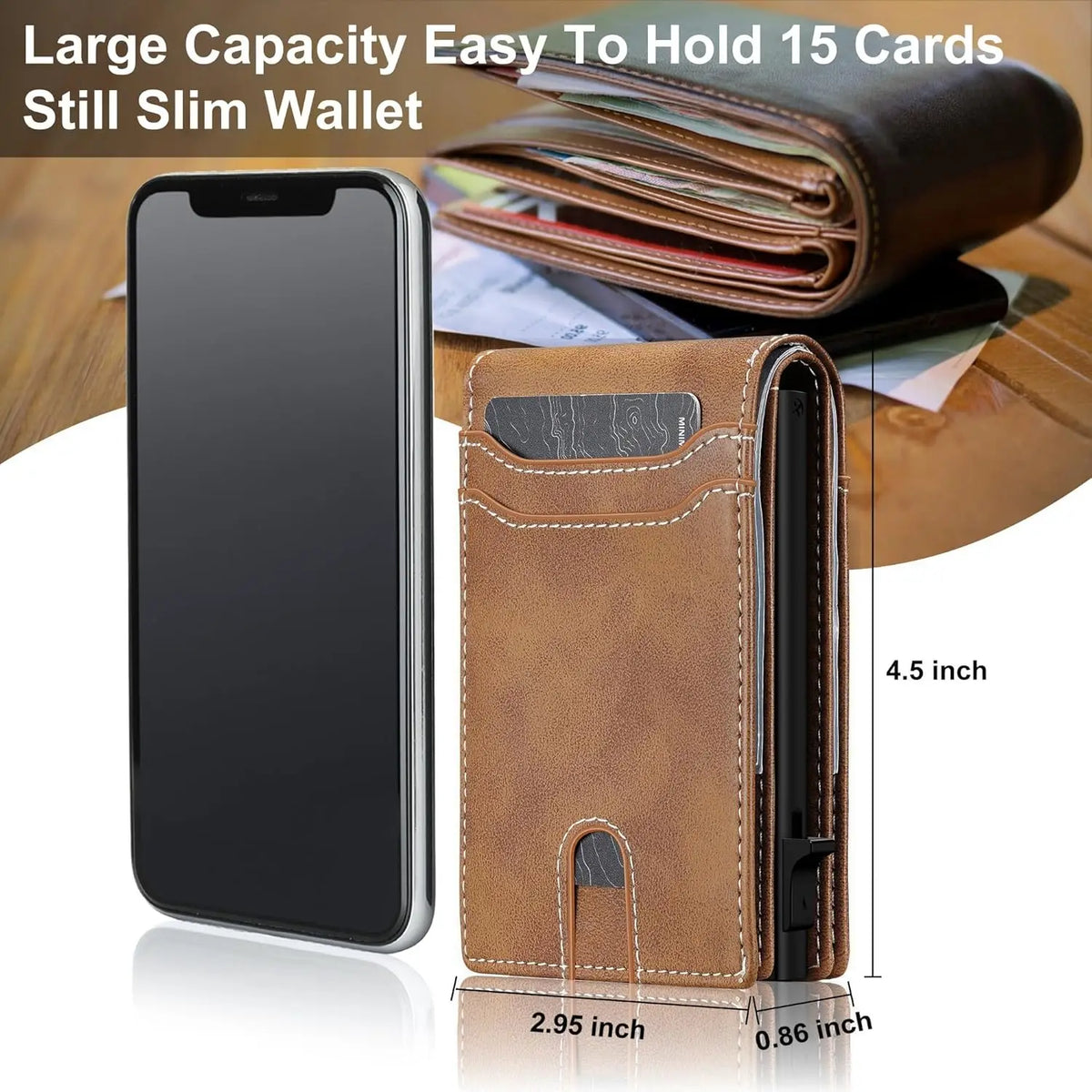 Card Wallet For Men Slim: Smart Rfid Minimalist Front Pocket Pop Up Wallet with ID Window