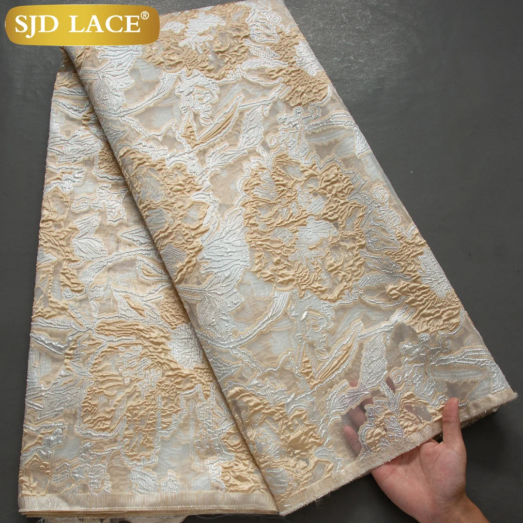 Nigerian Brocade Lace Damask Fabrics African Jacquard For Women Dresses