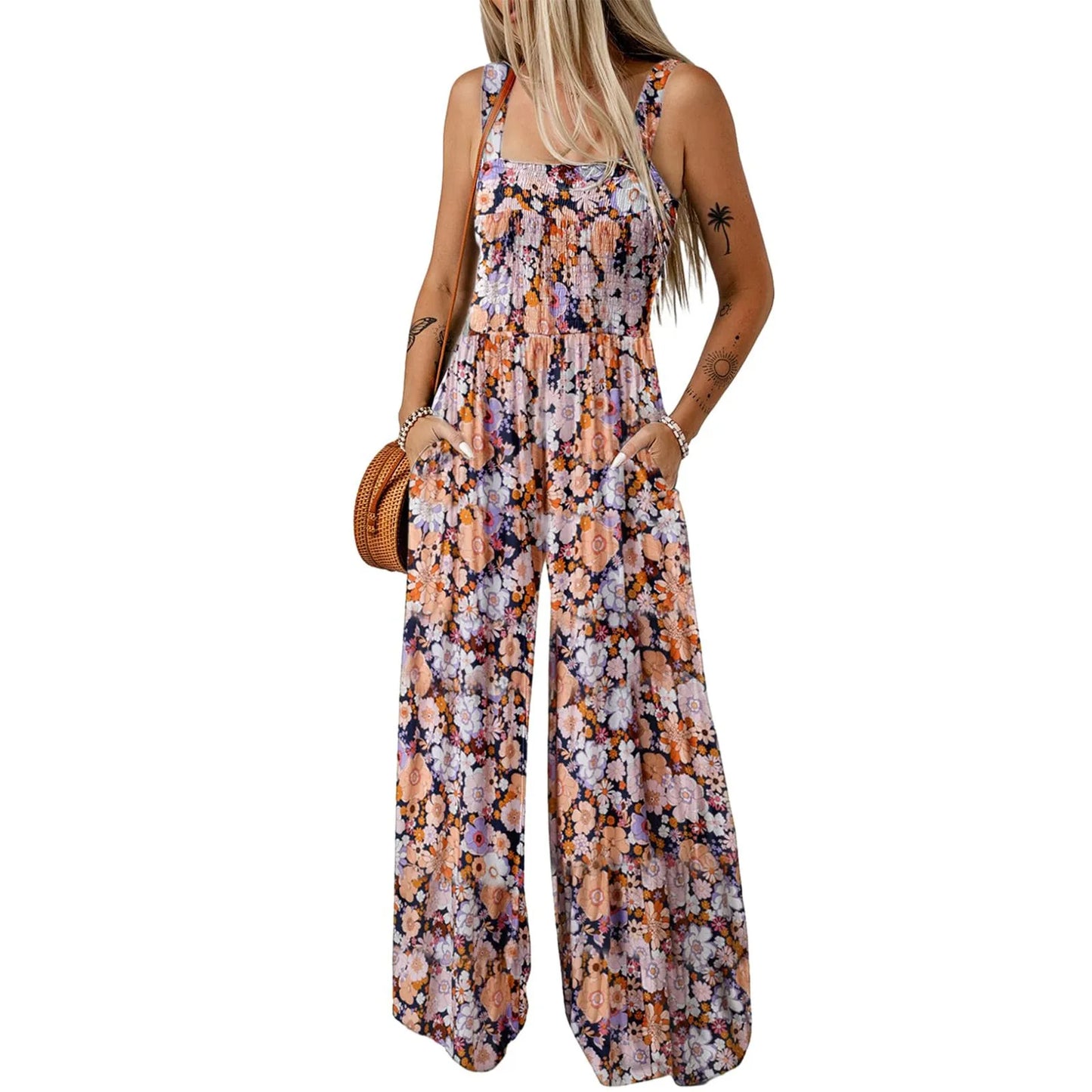 Women's Summer Sling Jumpsuit Romper Printed Loose Casual Streetwear