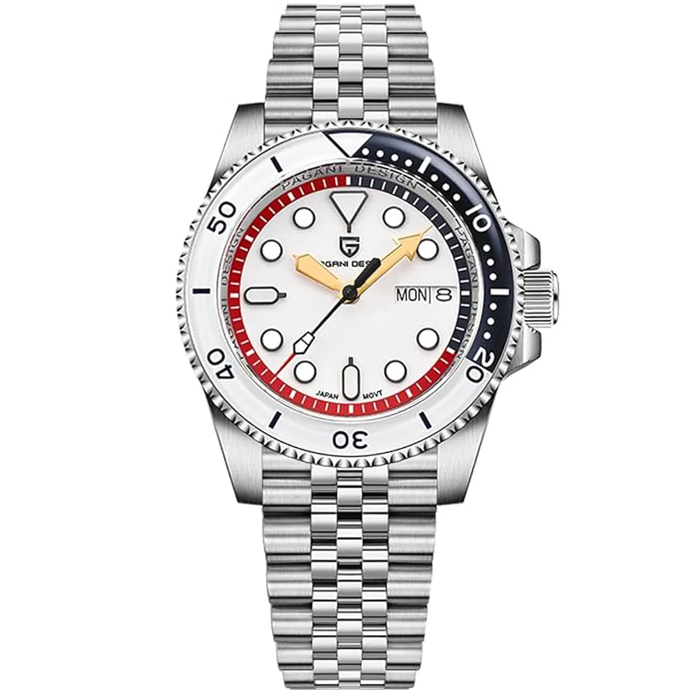 Pagani Design NH36 Automatic Wristwatch Week Date Sapphire Glass Stainless Steel