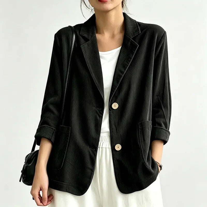 Women's Vintage Casual Single Breasted Cotton Blend Jacket