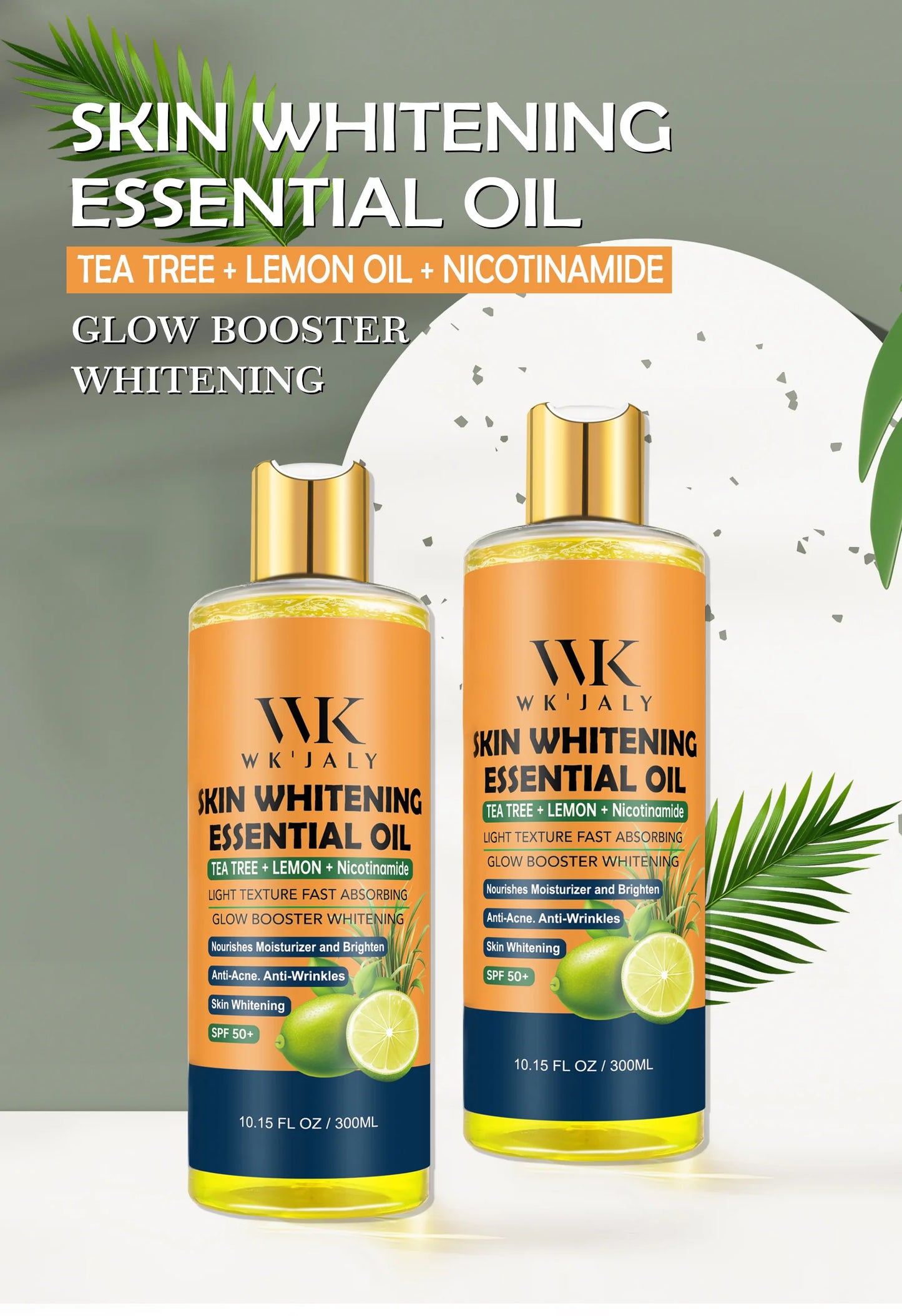 WK JALY Lightening Body Oil, Deeply Moisturizing, Hydration, Smooth Skin, Reduce Spots, Melanin, for Dark, Black, Caramel Skin