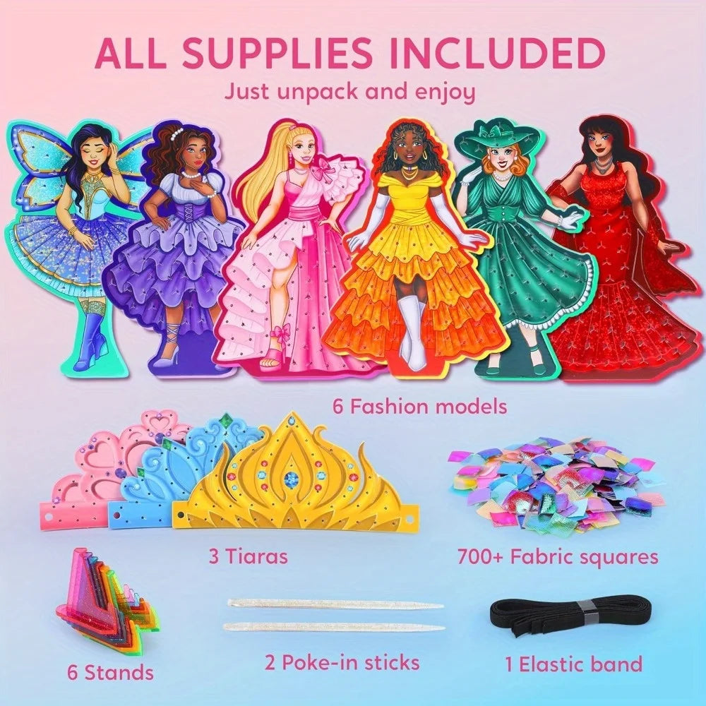 Poke in Fun Art Crafts for Kids Ages 4-8 Princess Dress-up Art Activities DIY Craft Kits for Kids Birthday Gifts Ages 4 5 6 7 8+