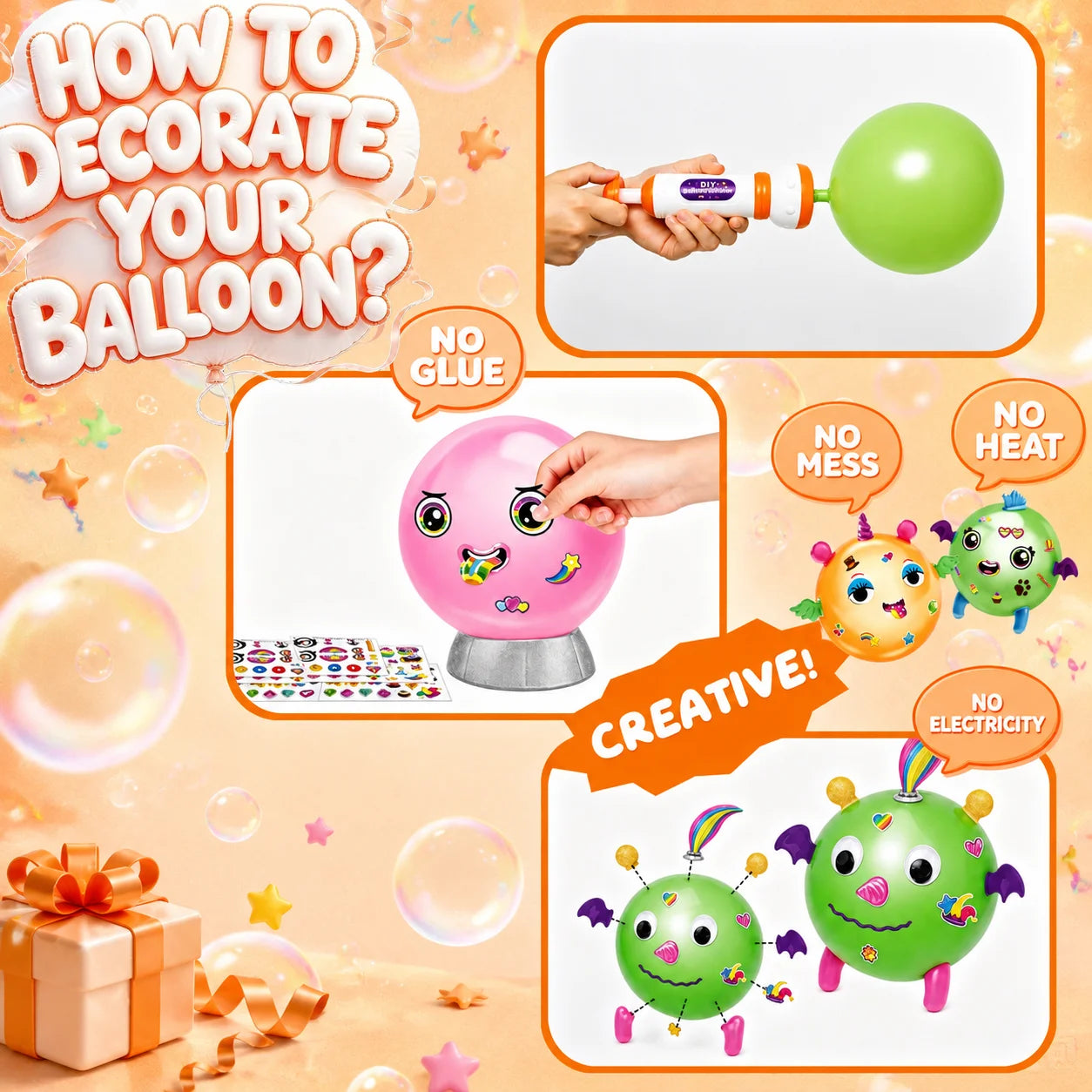 Large‑size DIY Balloon Machine, DIY Magic Sticky Balls, Kids Birthday Gift for Girls, Educational Assemble Bouncy Ball Toy