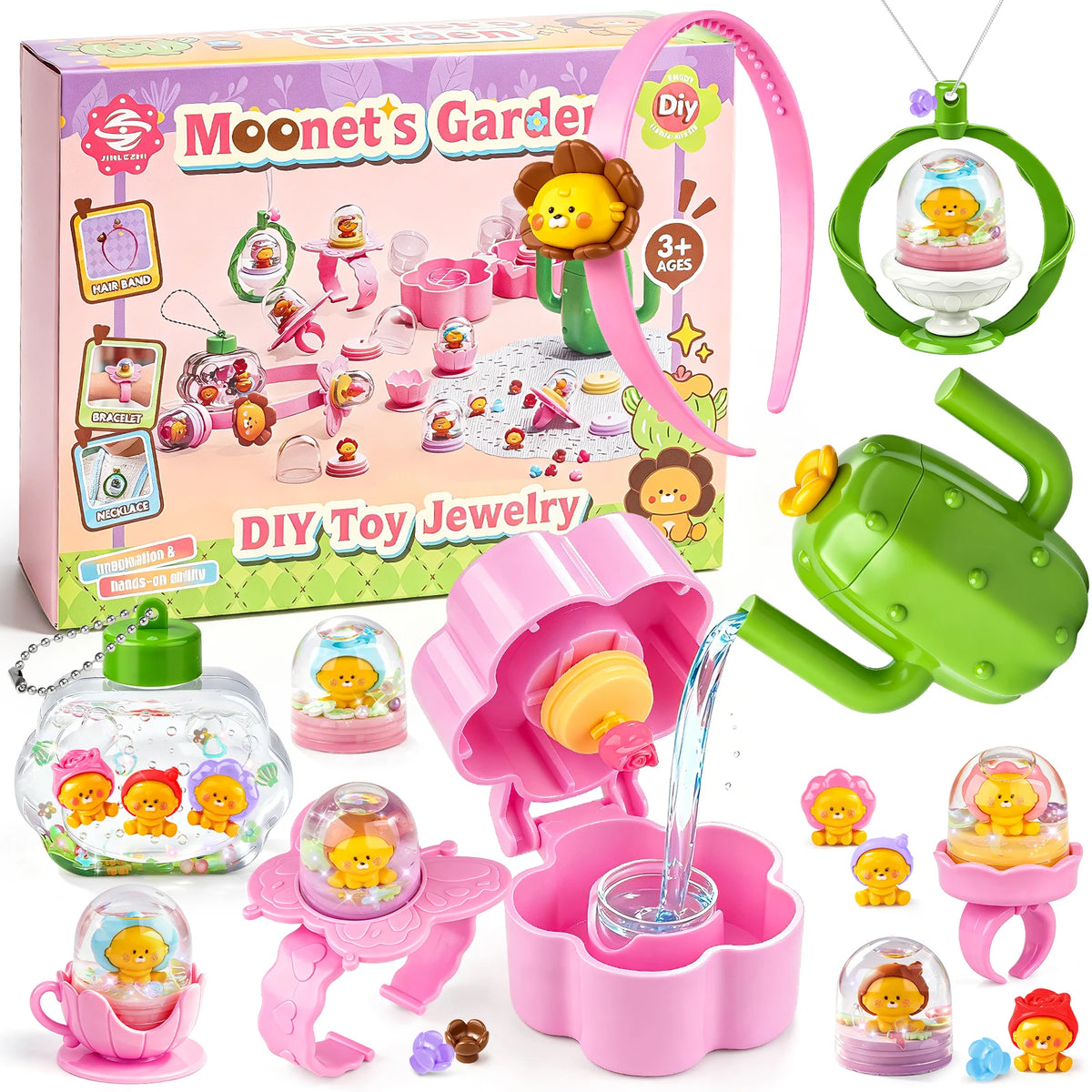 DIY Pretend Play Jewelry Toy, Princess Girls Kids Hair Accessories Necklace Makeup Toy Treasure Chest