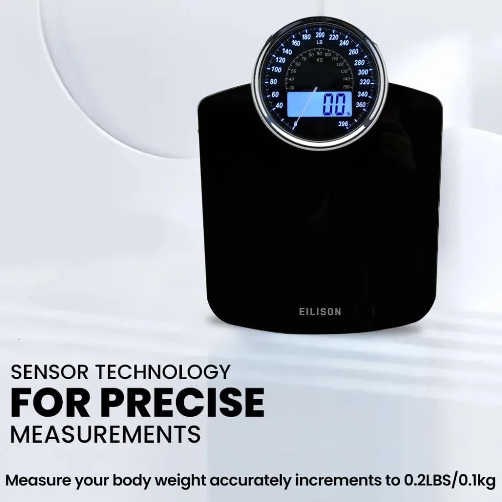 EILISON Highly Advance 2-in-1 Digital & Analog Weighing Scale for Body Weight-400lbs, 4 High Precison GX Sensor Accurate