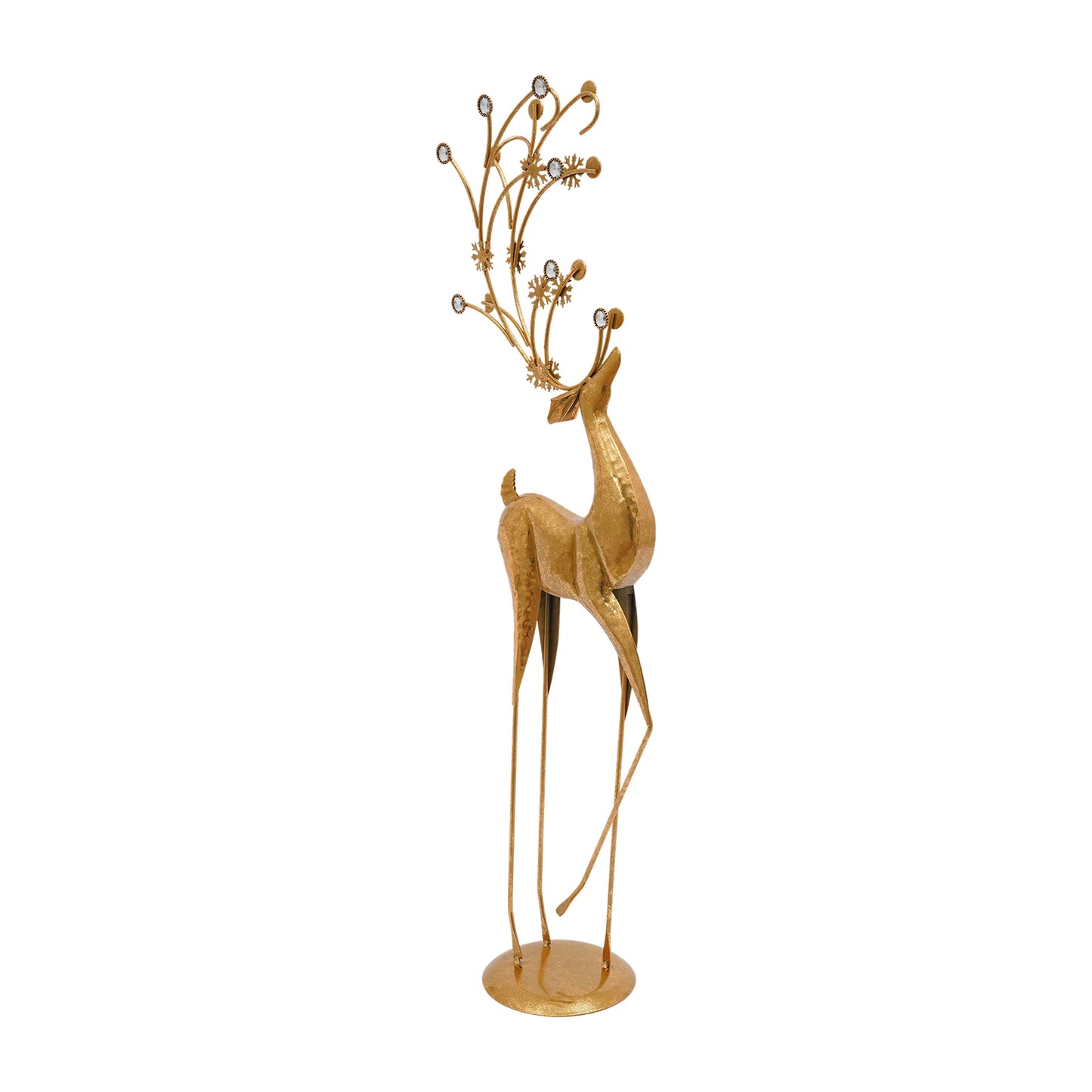 Art Deco Metal Deer Statue For Modern Indoor Holiday Decor