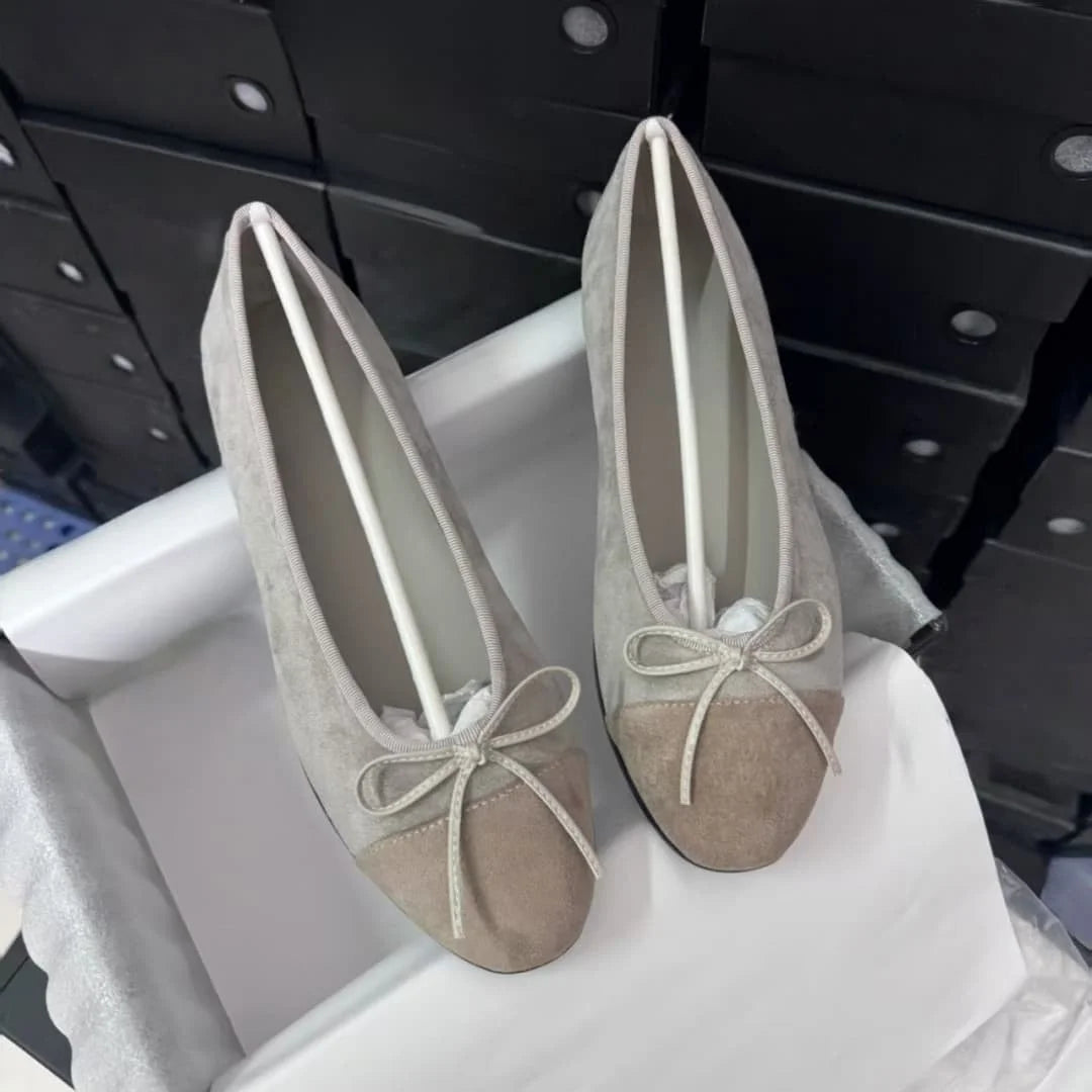 Women's Leather Ballet Flats With Bow Comfortable Casual Shoes