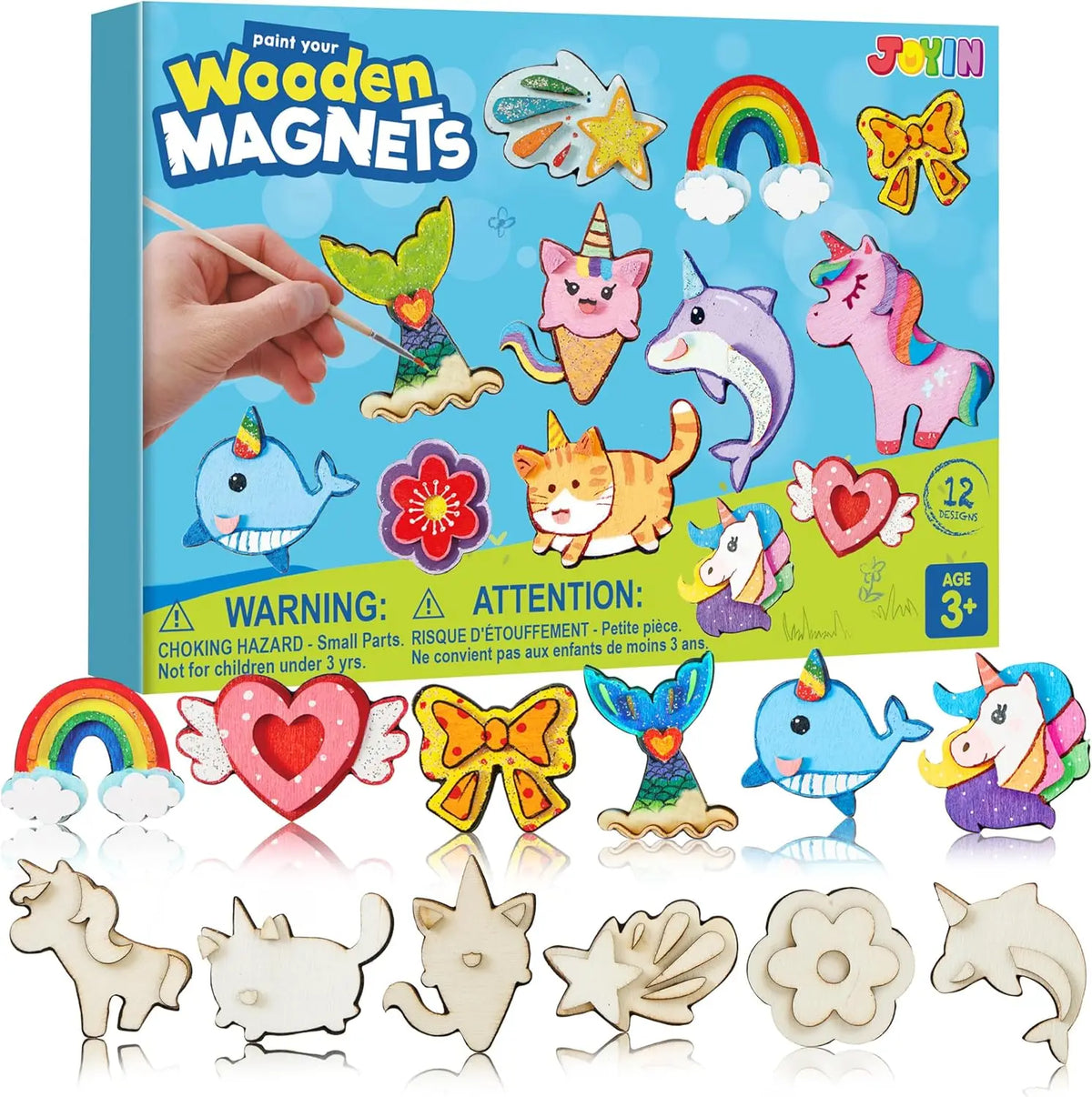 JOYFY 12 pcs Fantasy Wooden Magnets Unicorn Painting Craft Spring and Rainy Day ActivitiesToys for Kids Birthday Chirstmas Gift