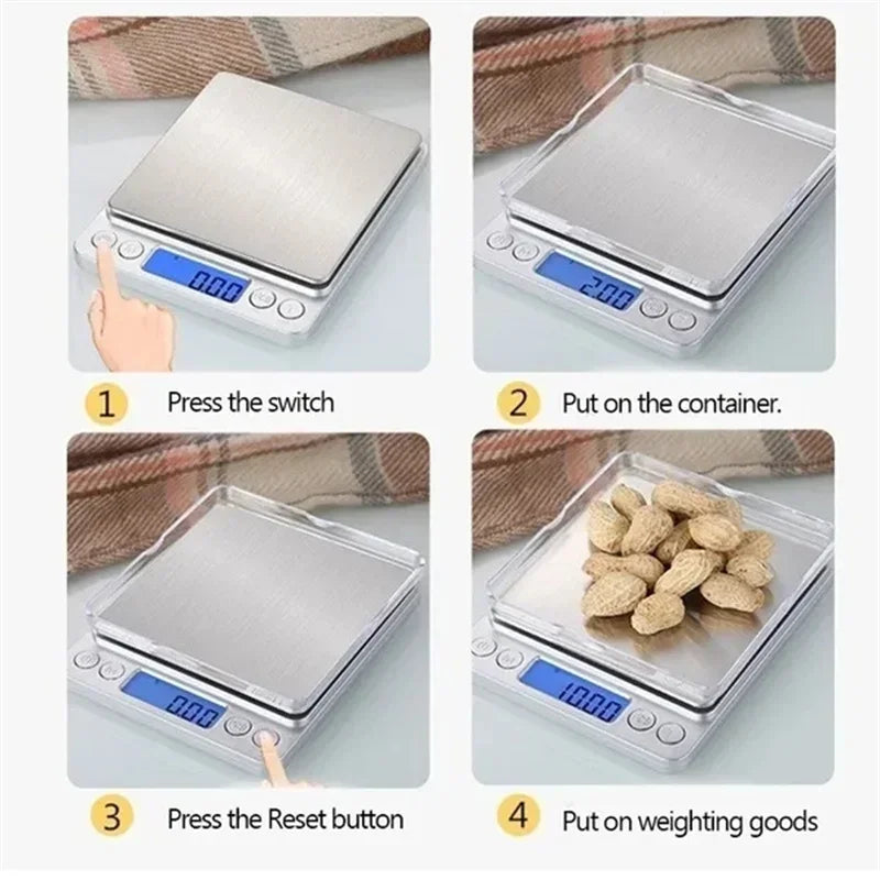LCD Weight Scale Cooking Food Scale Kitchen Scales Jewelry Balance Electronic Kitchens Accessories Gram Level Measuring Digital