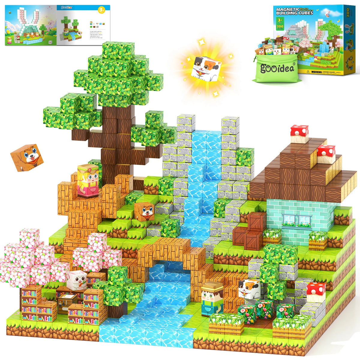 Magnetic Blocks Magnetic Building Blocks, Mine Magnet World Building Crafts, Sensory Toys Learning Game, for Kids Ages 3-5 5-7 8-12 Year Old