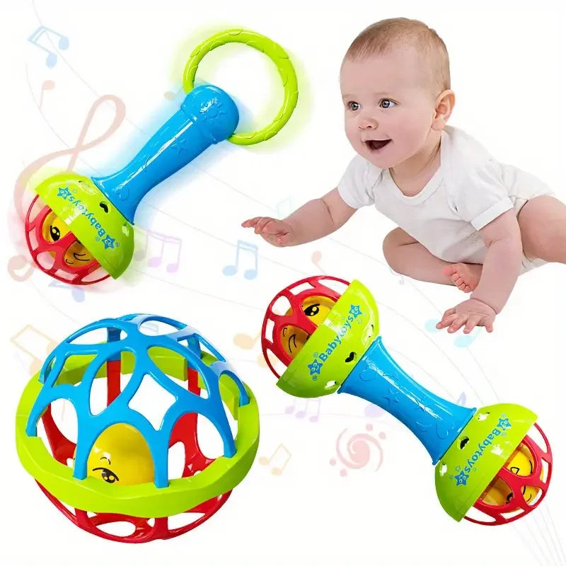 3pcs Baby Rattles 0 12 Months Baby Educational Toys Shaker Grab Spin Set Sensory Educational Newborn Gift for Infant Boy Girls