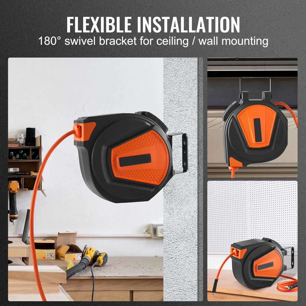 SucceBuy Automatic Retractable Air Hose Reel for Wall Mount Compressor