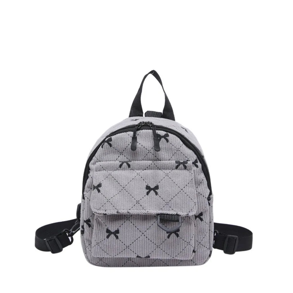 Mini Backpack Bowknot Printed Cosmetic Shoulder Bag Travel Storage