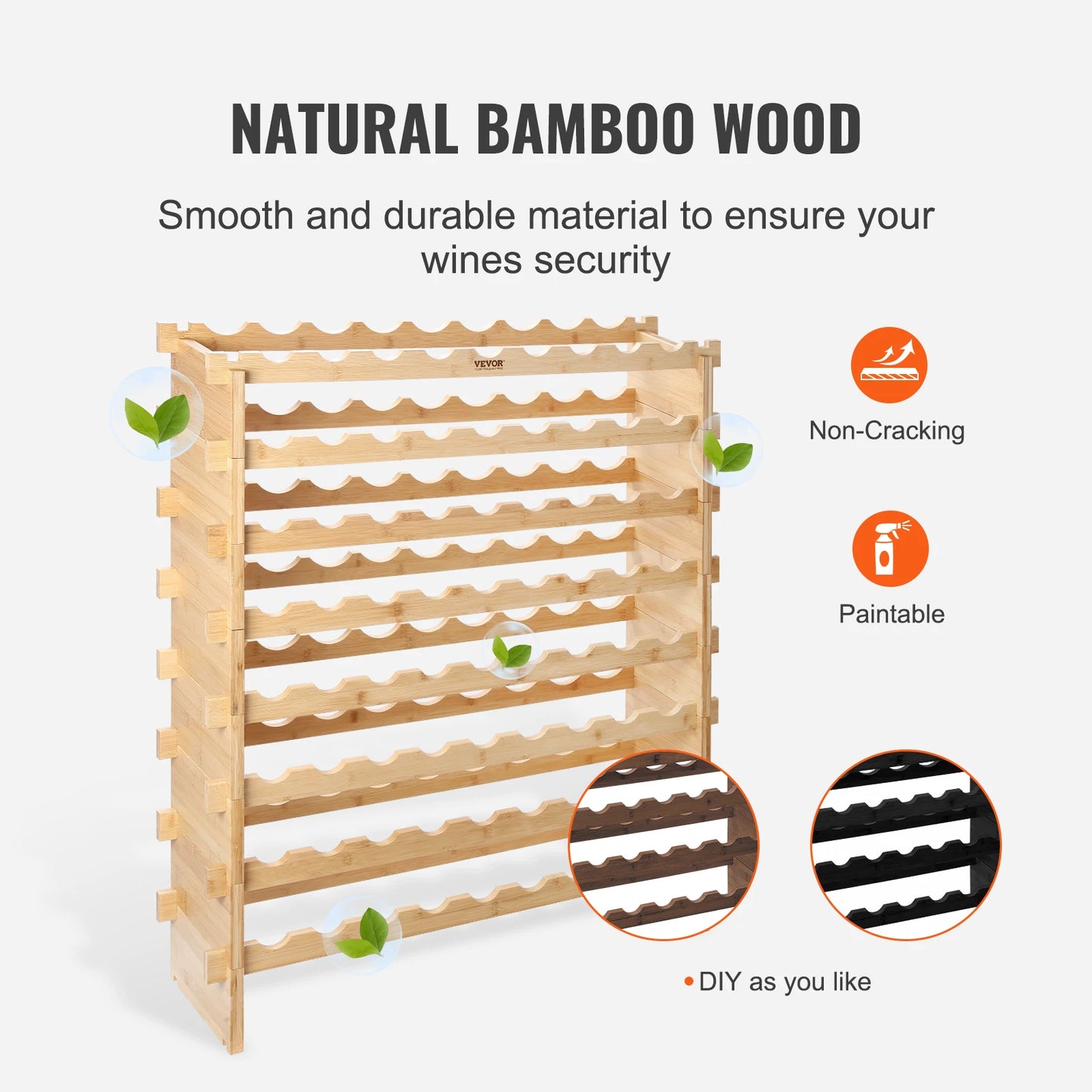 Succebuy Modular Bamboo Wine Rack For Cellar Storage