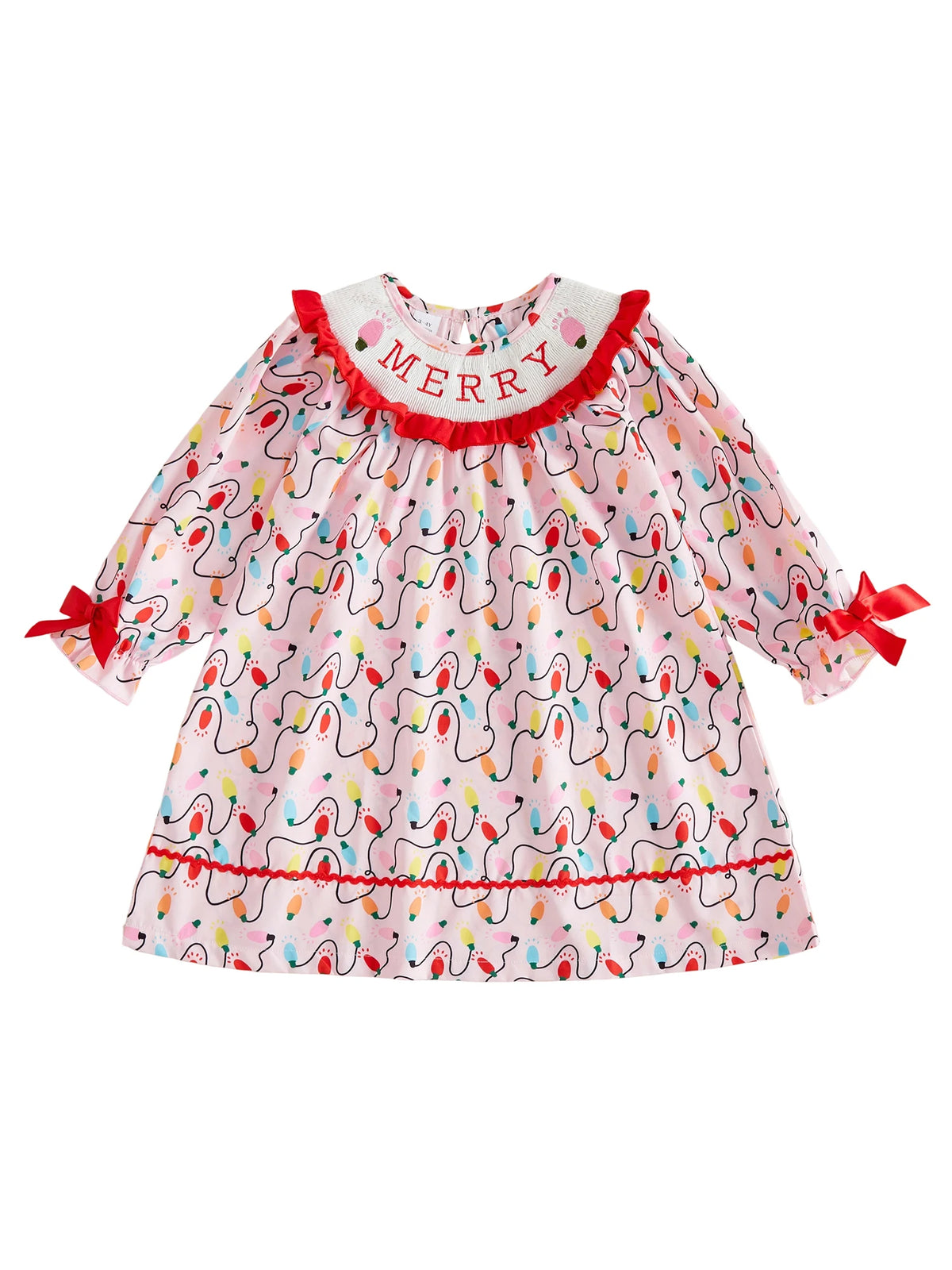Girls Christmas Dress Sleeve Print Crew Little Crew Neck Little Girls Christmas Christmas Lightweight