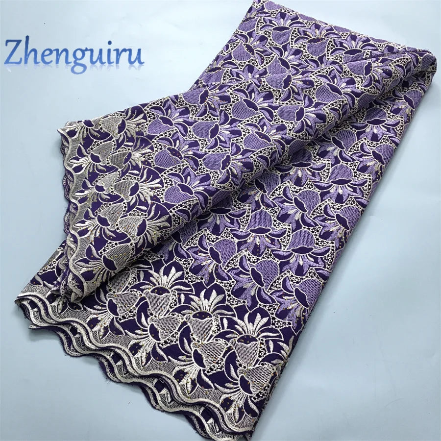 African Lace Fabric Swiss Voile Cotton Embroidered Nigerian Lace 5 Yards