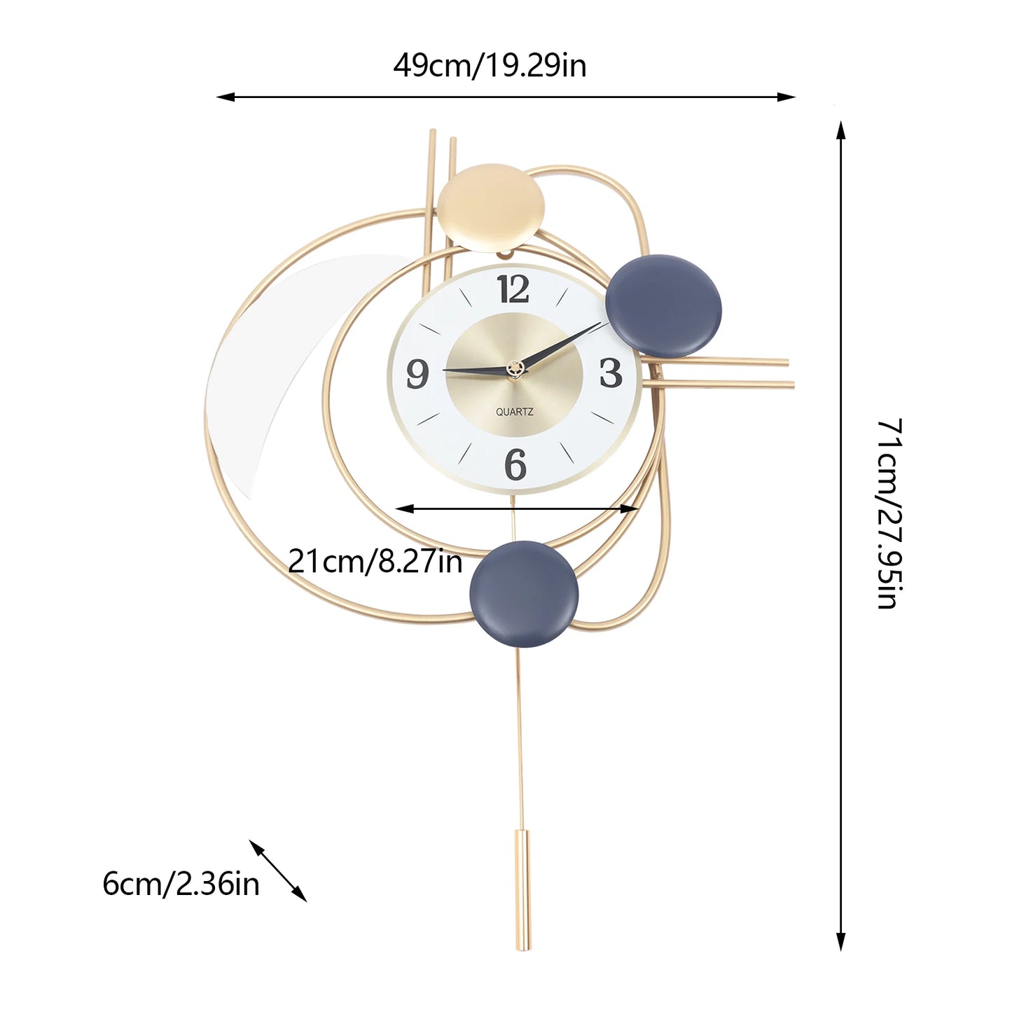 Wall Clock Indoor 3D Decorative Wall Clock Quartz Movement Clock Battery Powered Wall-mounted Clock