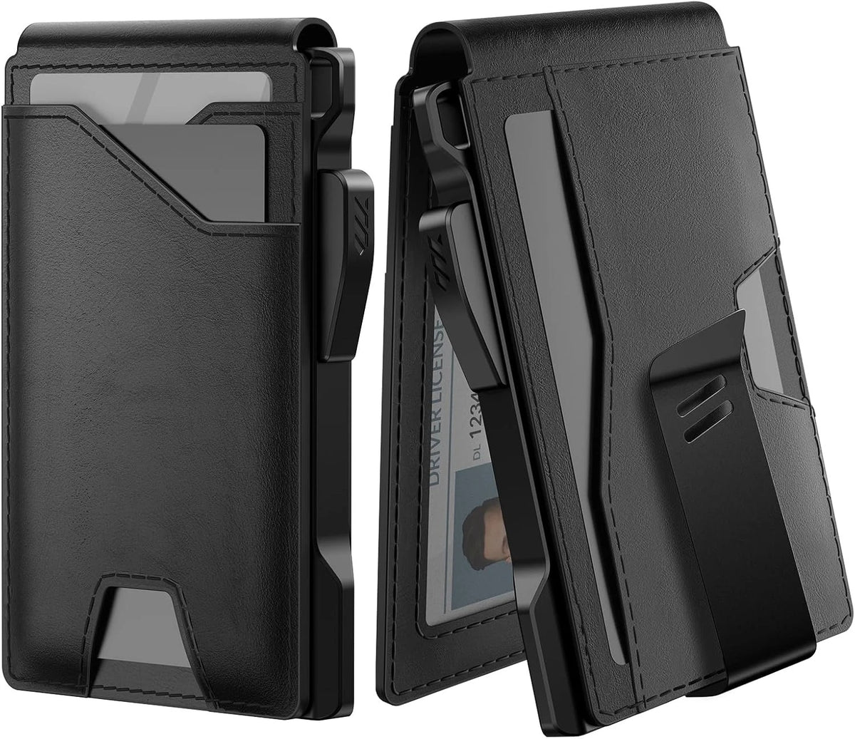 Tactical Wallet Card Holder: Pop Up Card Case, Genuine Leather, Smart,Slim, Minimalist, Thin, Front Pocket - 9-13 Card Capacitiy