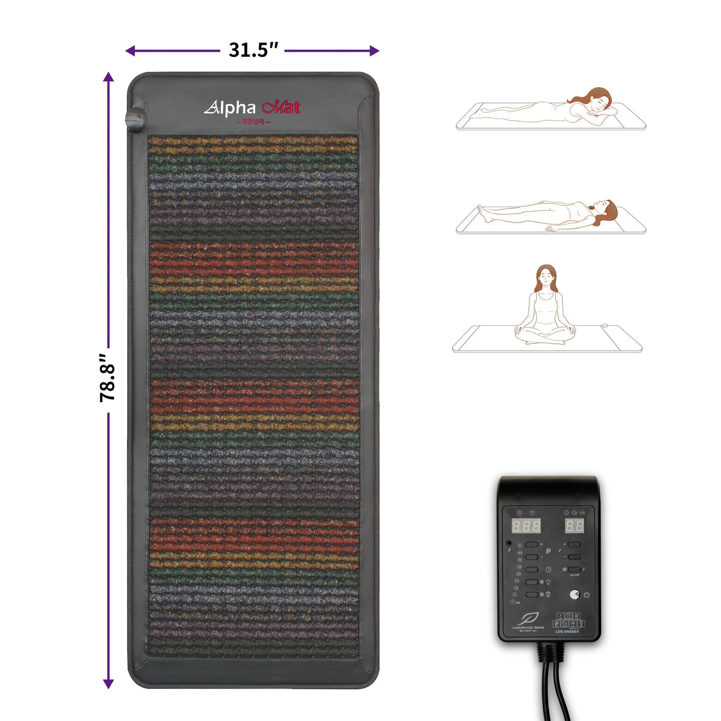 Luxuryade A7000 PEMF Crystal Mat Amethyst Therapy FIR Infrared Massage