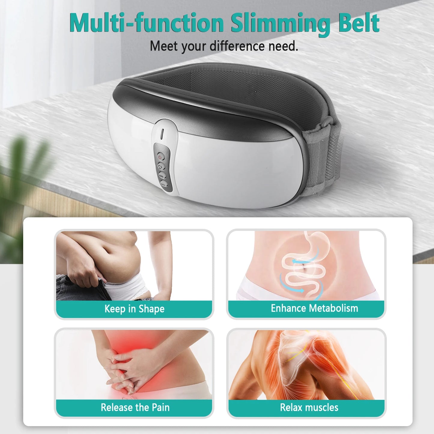 Wireless Slimming Belt Abdominal Massager With Vibration And Heating