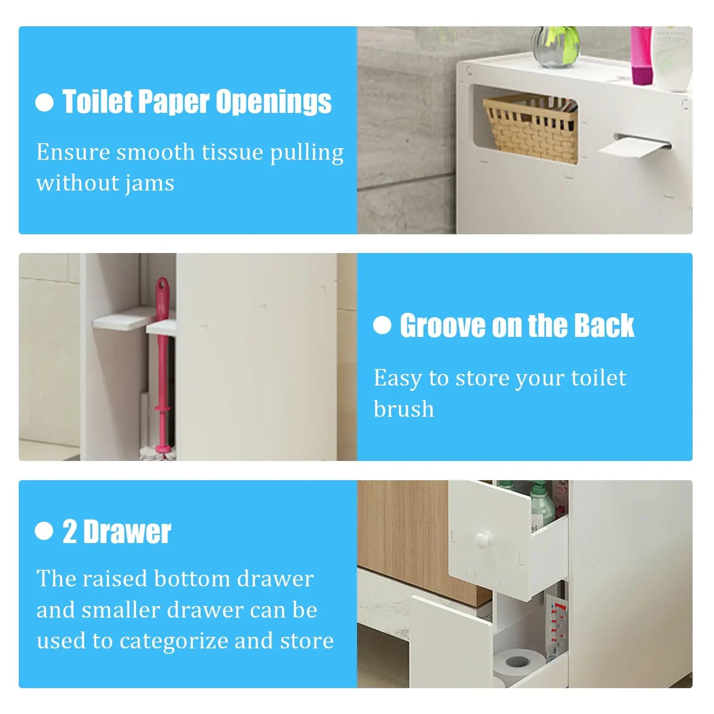 Bymaocar Toilet Slim Bathroom Storage Cabinet With Wheels And Drawers