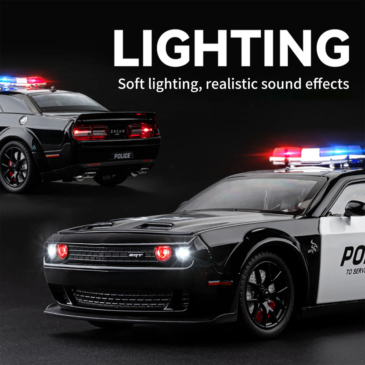 Challenger SRT Hellcat Police Diecast Model With Sound And Lights