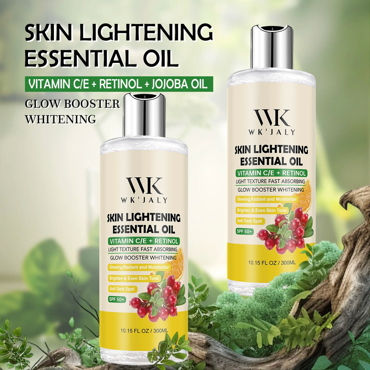 WK JALY Lightening Body Oil, Deeply Moisturizing, Hydration, Smooth Skin, Reduce Spots, Melanin, for Dark, Black, Caramel Skin