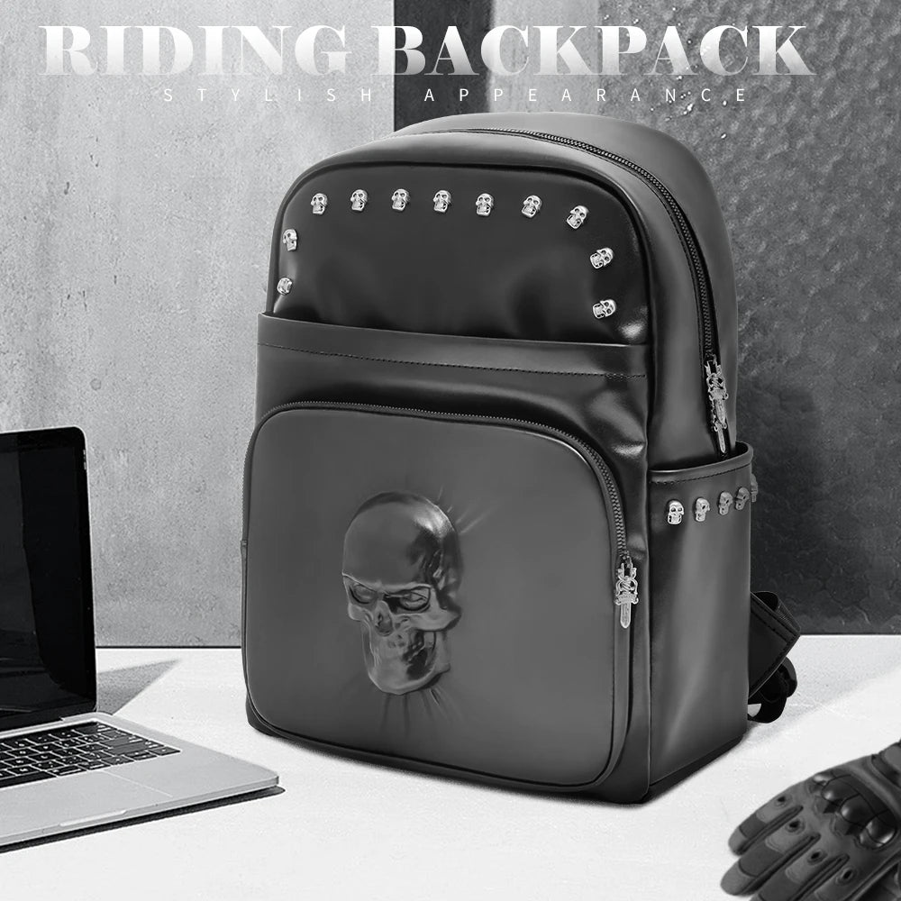 Motorcycles Accessories Bag 3D Skull PU Leather Bag Waterproof Men Women Motocycle Motorcycle Backpack Travel Bag Large PU leather