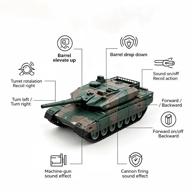 TONGLI RC Battle Tank with Remote Control and Sound Effects