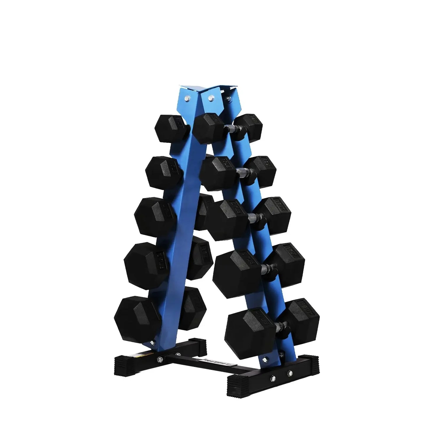 RitFit Rubber Hex Dumbbell Set With Rack 250-650 Lb