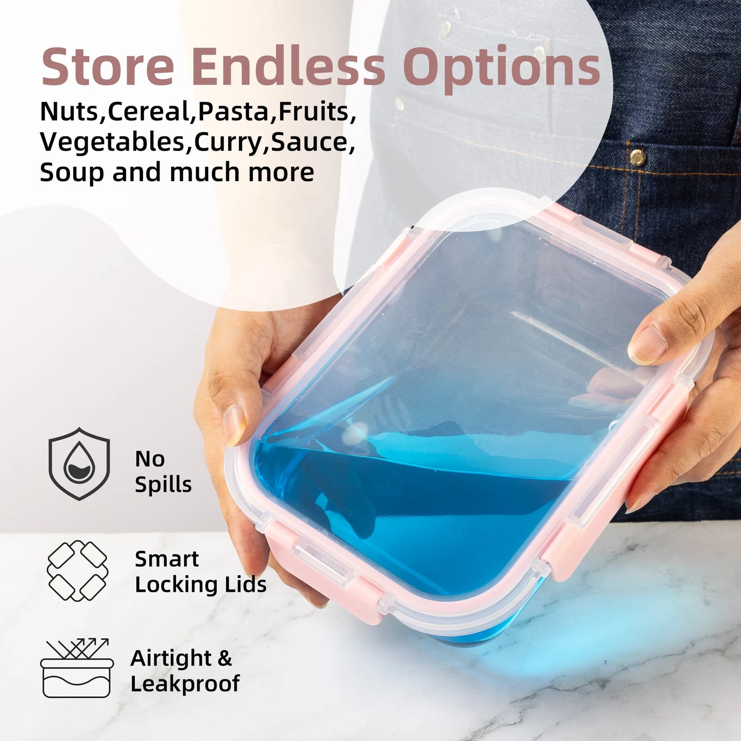 Glass Food Storage Containers Set Leakproof Airtight BPA Free