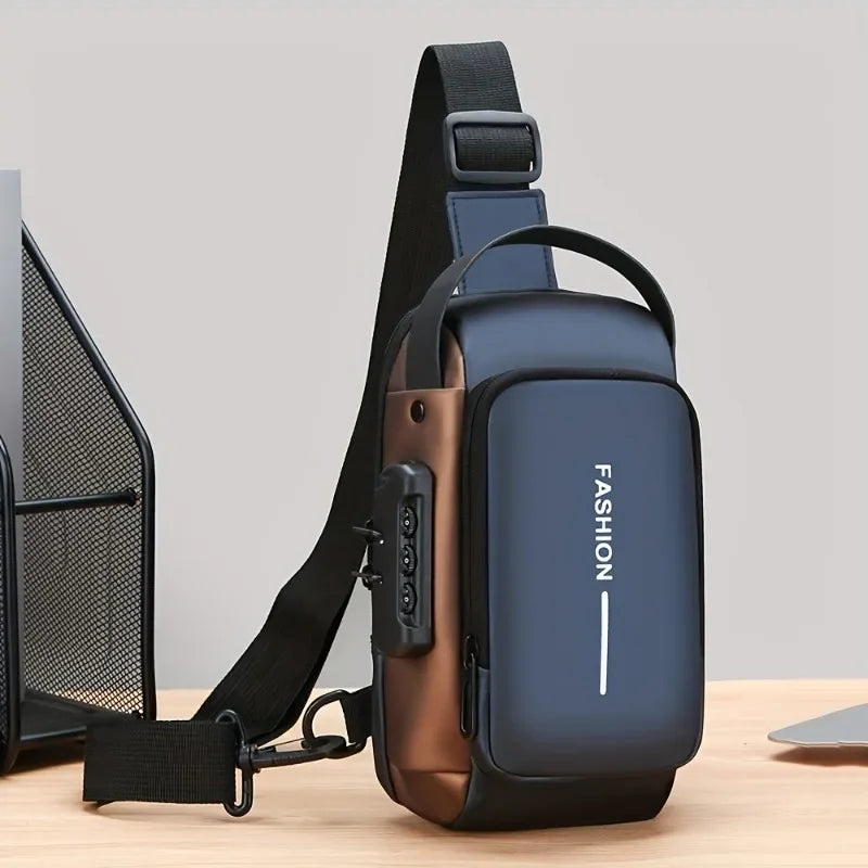 Durable Oxford Sling Bag For Men With Phone Pocket Zipper