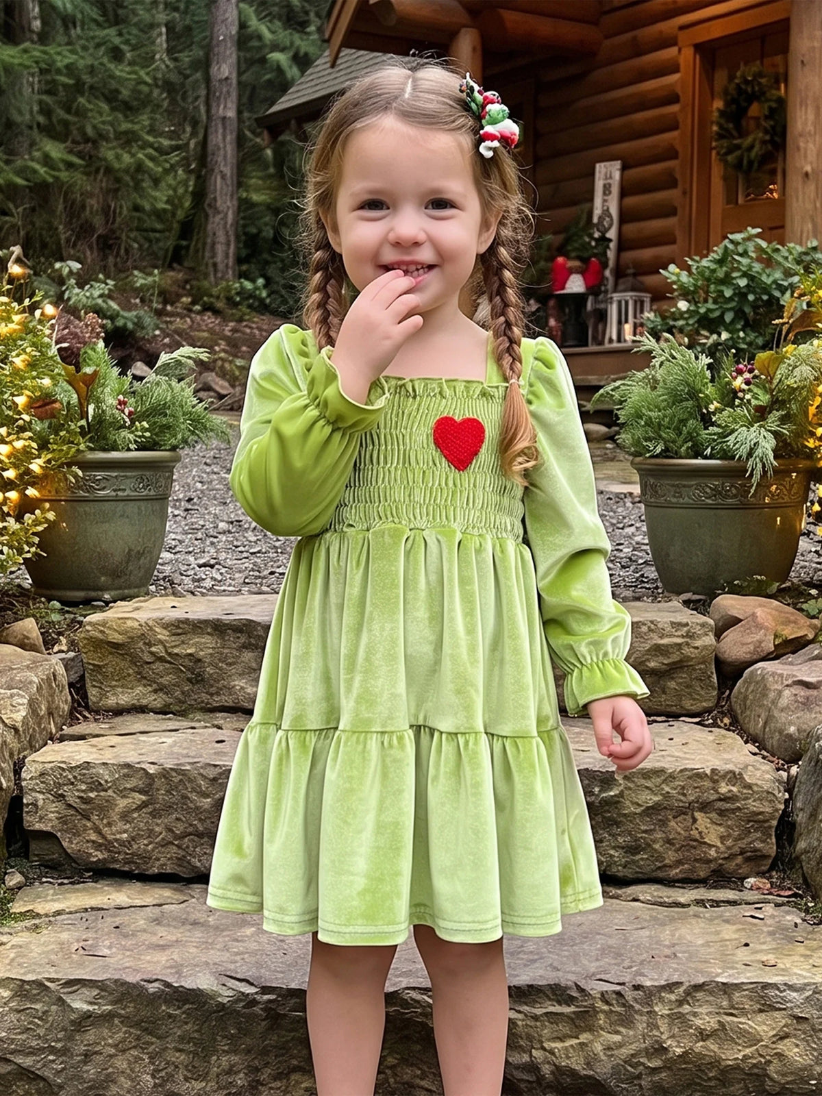 Heart Embroidery Velvet Girl Embroidery Velvet Sleeve Long-Sleeve Sleeve-Heart Compact Heart Embroidery Velvet Girl