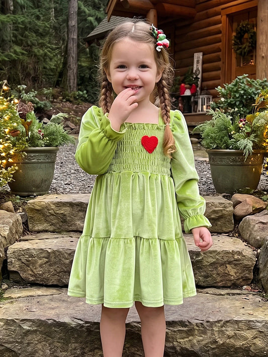 Heart Embroidery Velvet Girl Embroidery Velvet Sleeve Long-Sleeve Sleeve-Heart Compact Heart Embroidery Velvet Girl