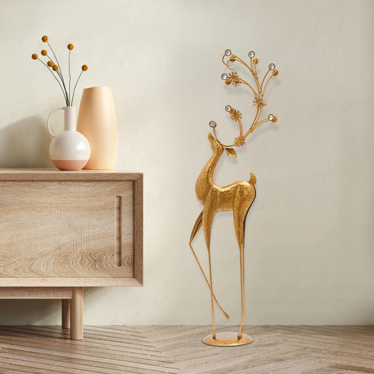 Art Deco Metal Deer Statue For Modern Indoor Holiday Decor