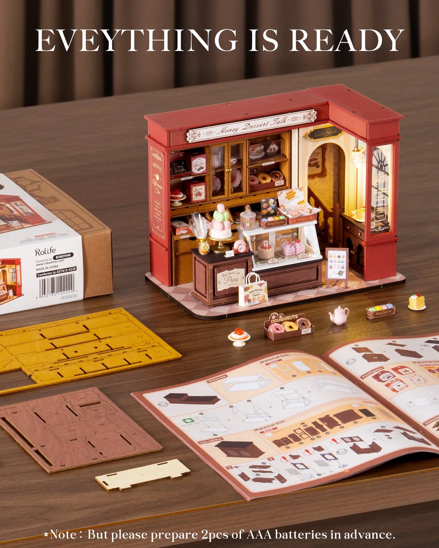 Rolife DIY Miniature House Kit Honey Dessert Talk 3D Puzzle Dollhouse Building Model Kit Home Desk Decor Gift for Adult Friends