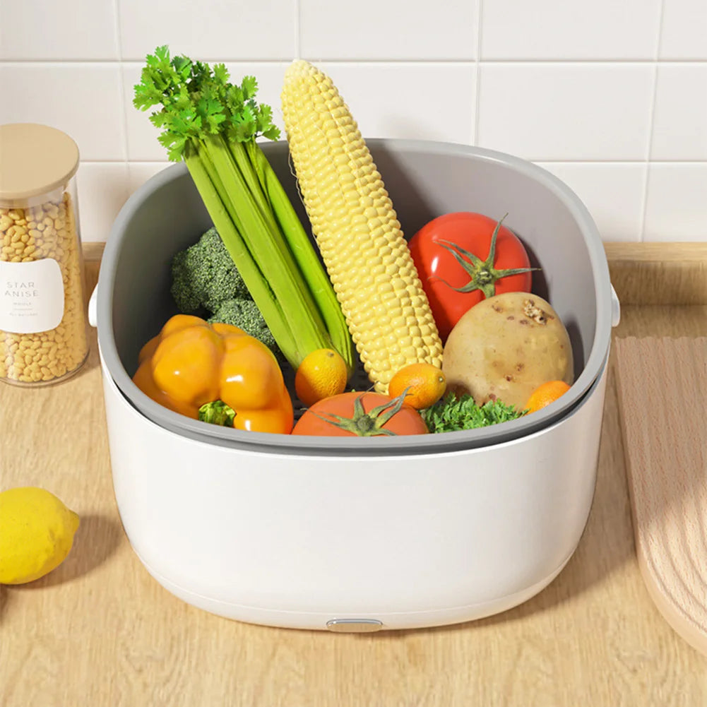Ultrasound Vegetable Washing Machine with Handle Food Grains Purifie Basket Wireless Kitchen Gadgets for Tableware Bottles